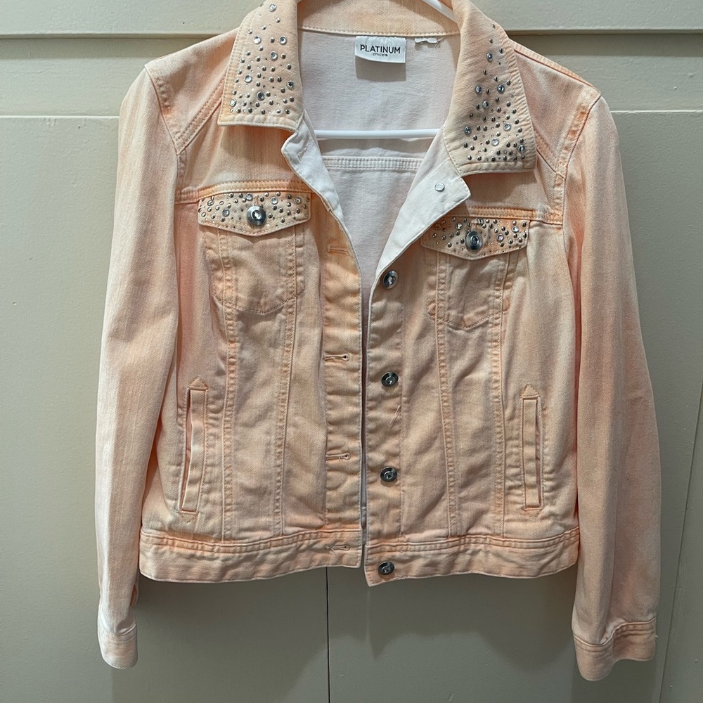 Chico's Light Peach Studded Jean Jacket small/medium
